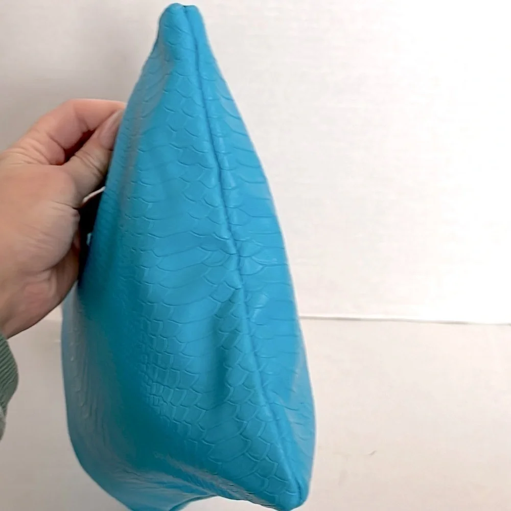 Vibrant Blue Rodan + Fields snake print Cosmetic Bag with Decorative Tassel